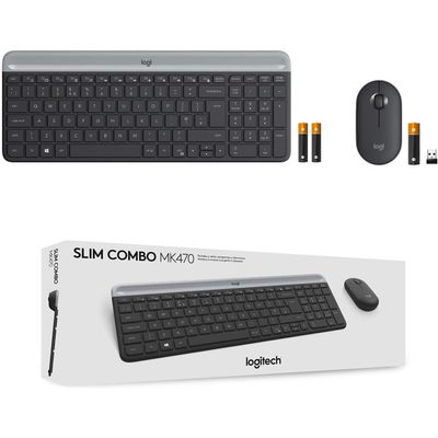 Logitech MK470 - Ensemble clavier et souris sans fil - ultra fin - Azerty - graphite