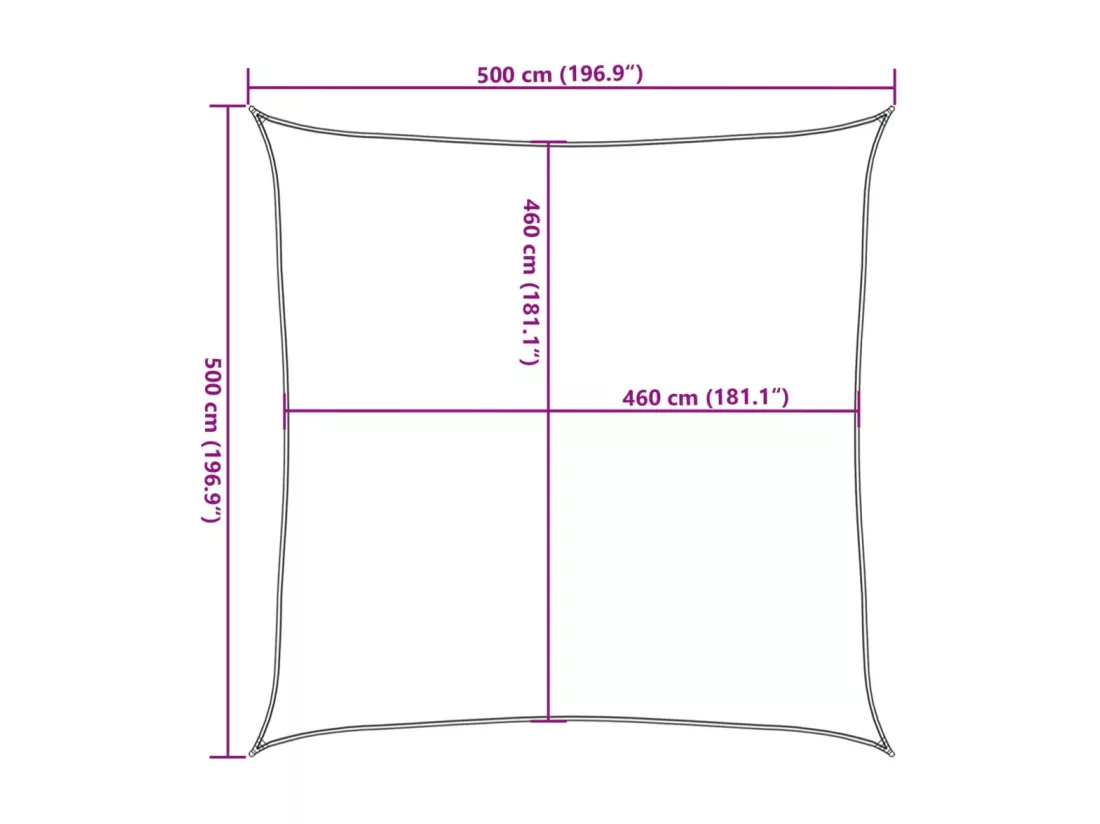 Voile d'ombrage sable 5x5 m 100 % polyester oxford