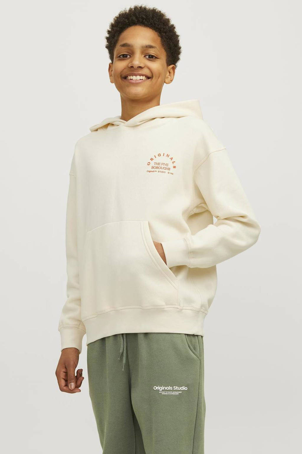JACK & JONES hoodie JORBROOKLYN met backprint ecru