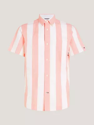 Camisa listrada de manga curta com corte regular