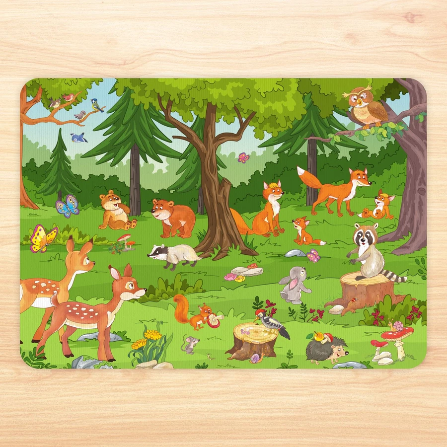 Nikima Platzset stabiles Vinyl Tischset – Waldtiere mehrfarbig
