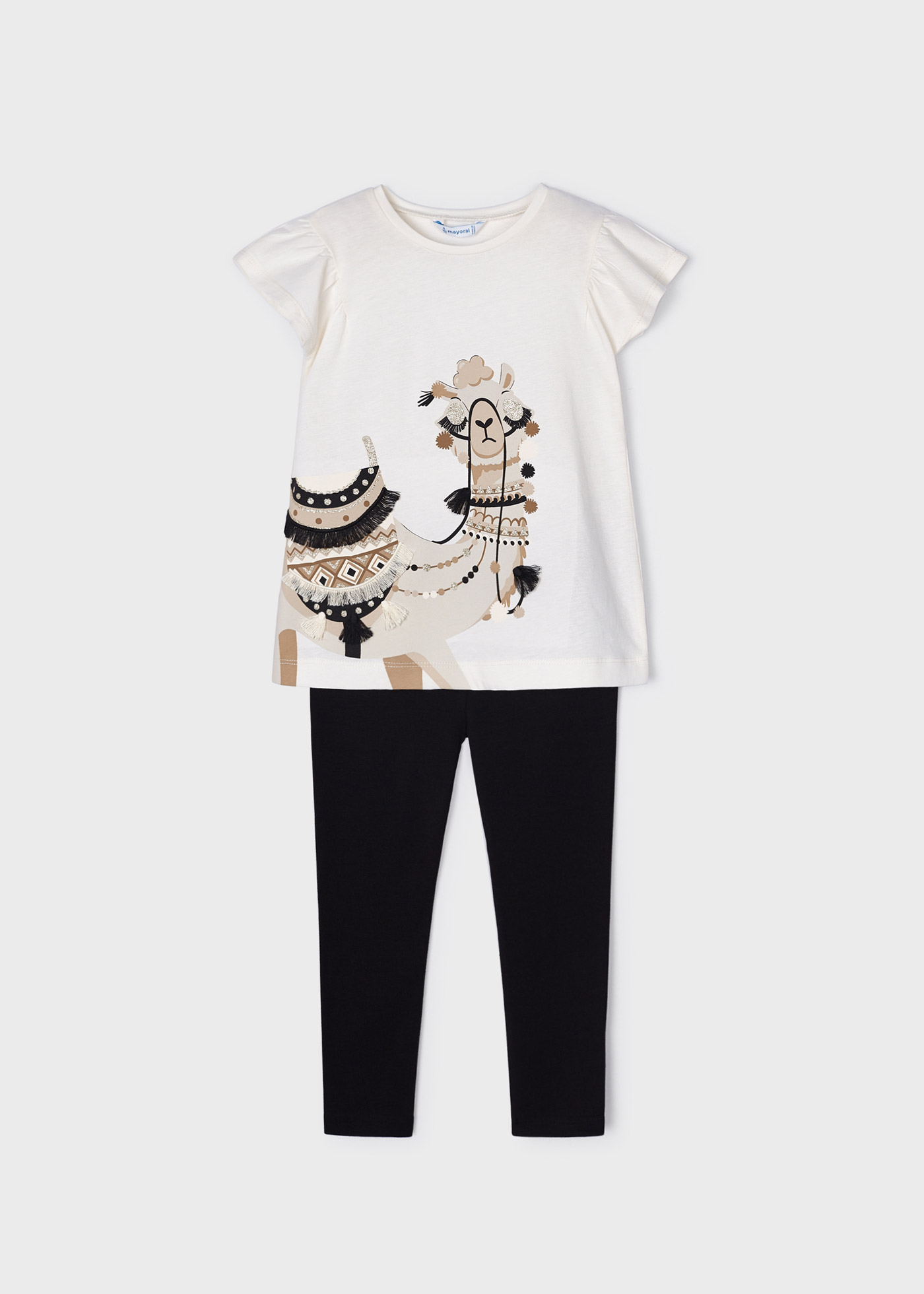 Conjunto de duas peças com bordado em algodão sustentável para meninas