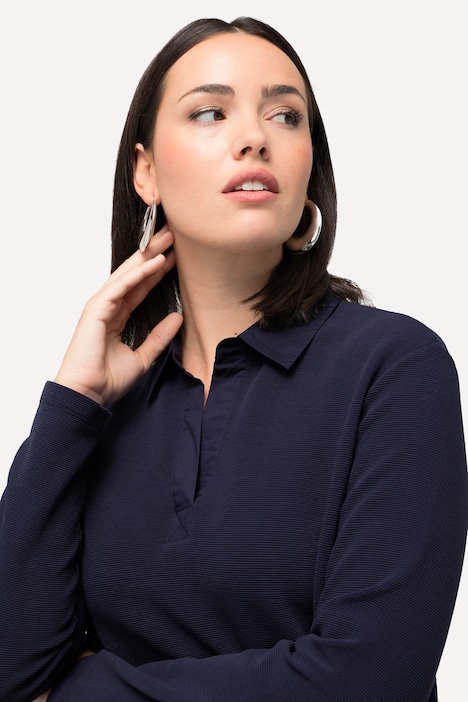 Sweatshirt, Ottoman-Querrippen, Hemdkragen, Langarm