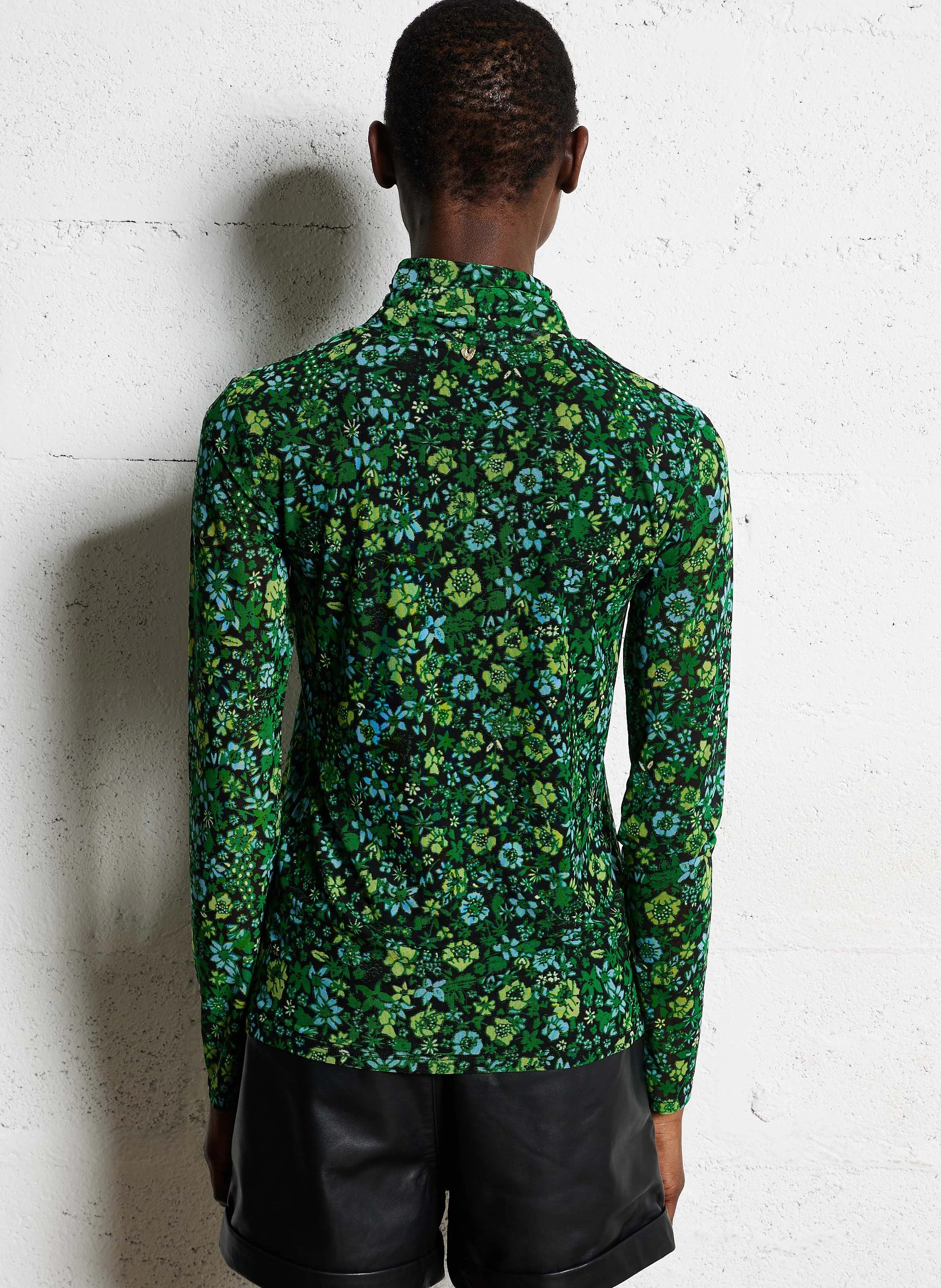 JANE - Top col roulé imprimé | Vert