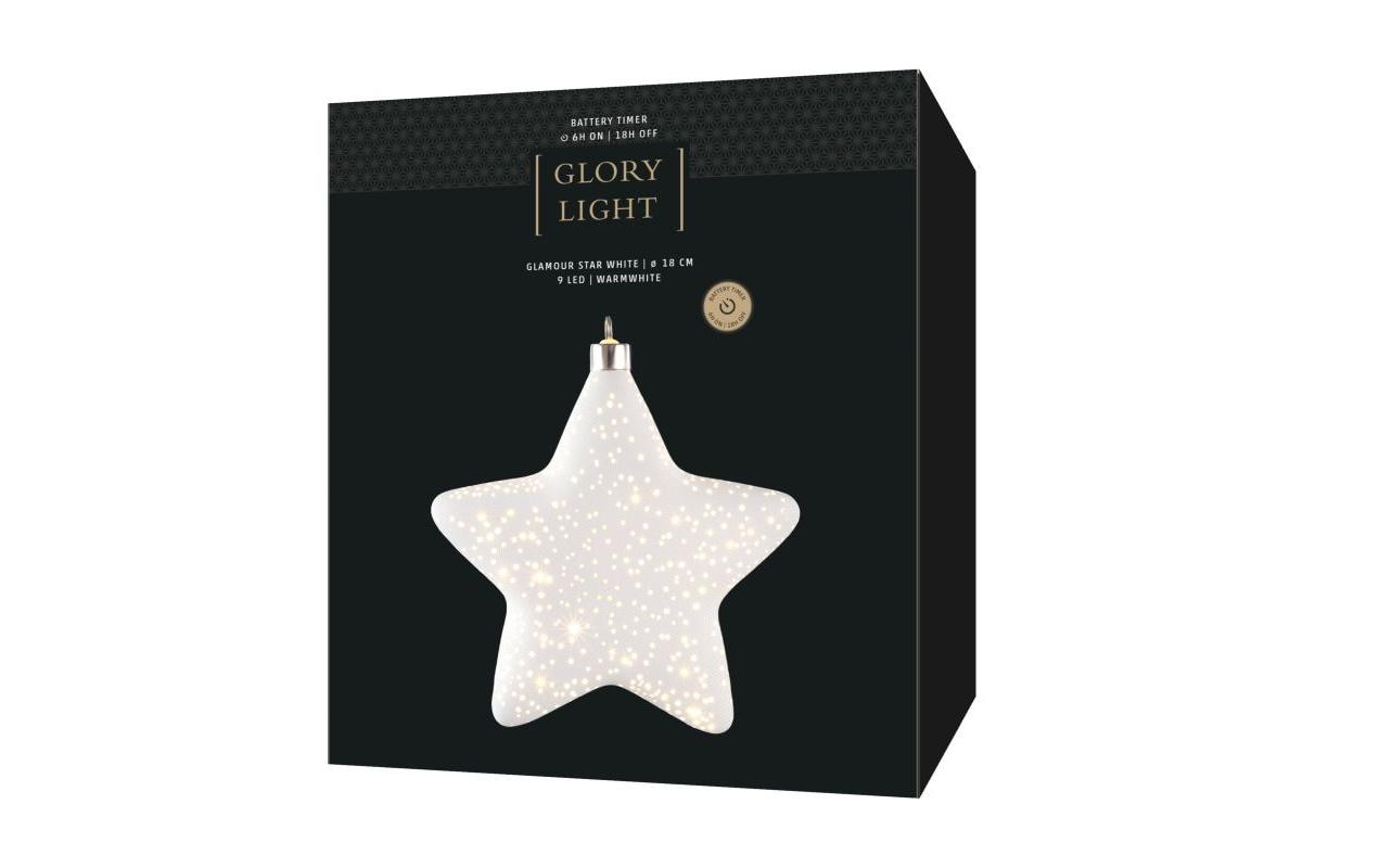 Hänger Glamour Star L, Ø 18 cm, WeissWeihnachtshänger für den Innenbereich
