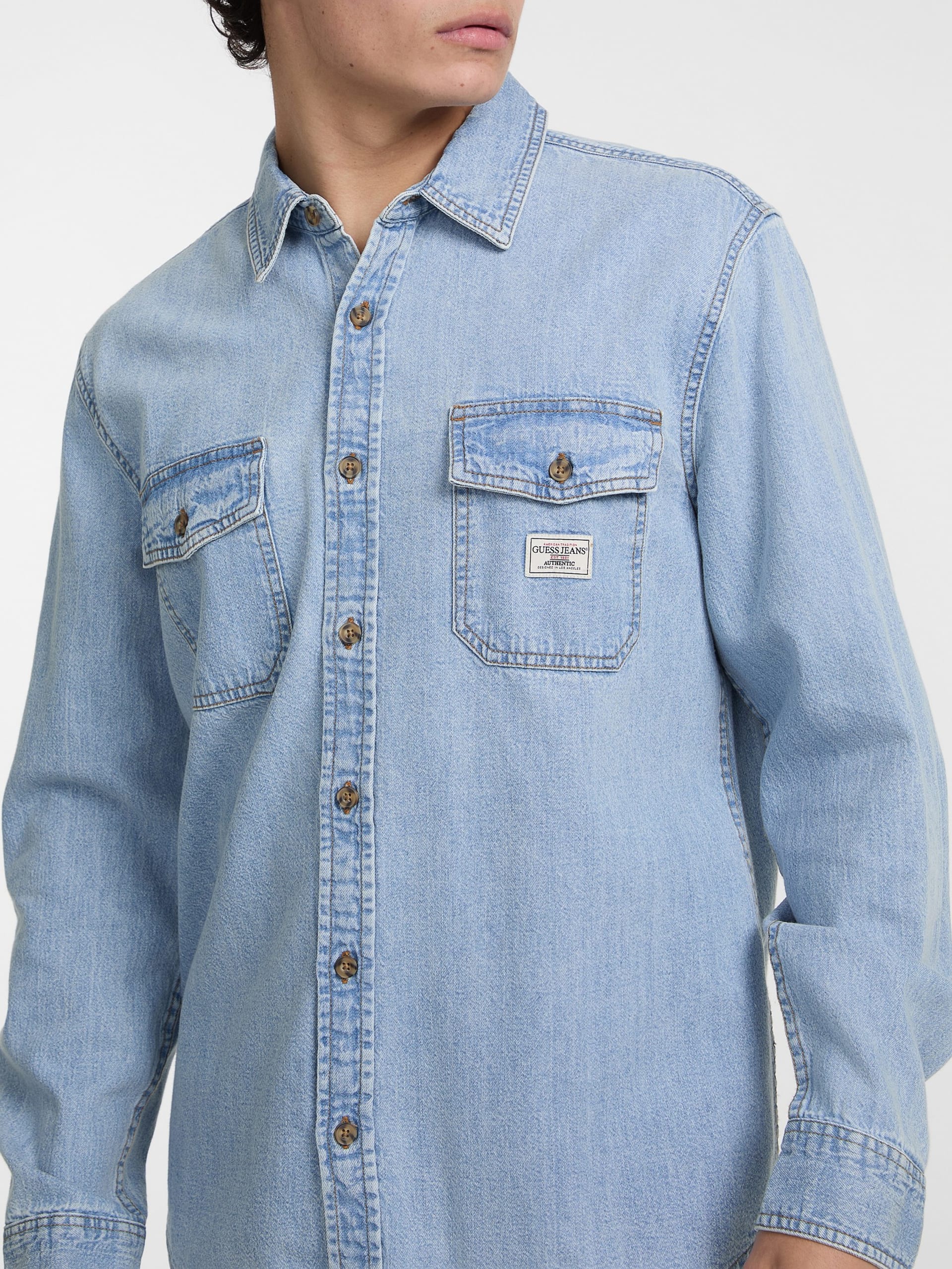Camisa jeans de manga comprida