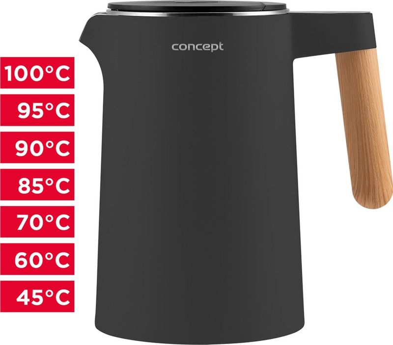Concept - RK3302 - Waterkoker - Wit - 1,5 Liter - Temperatuurregeling