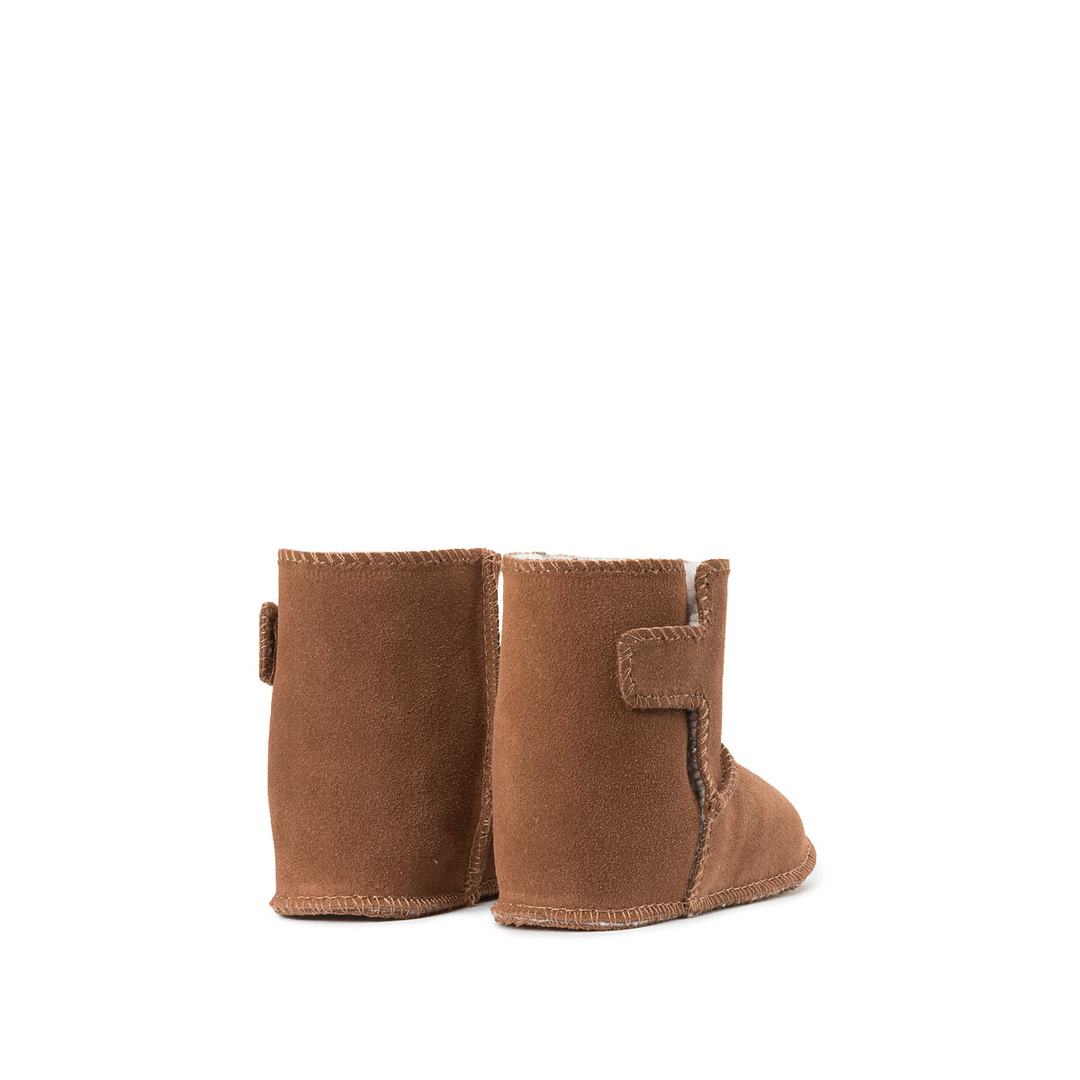 COLEÇÃO LA REDOUTE<br>Botas de cano curto em couro quente, forradas e com fecho de velcro