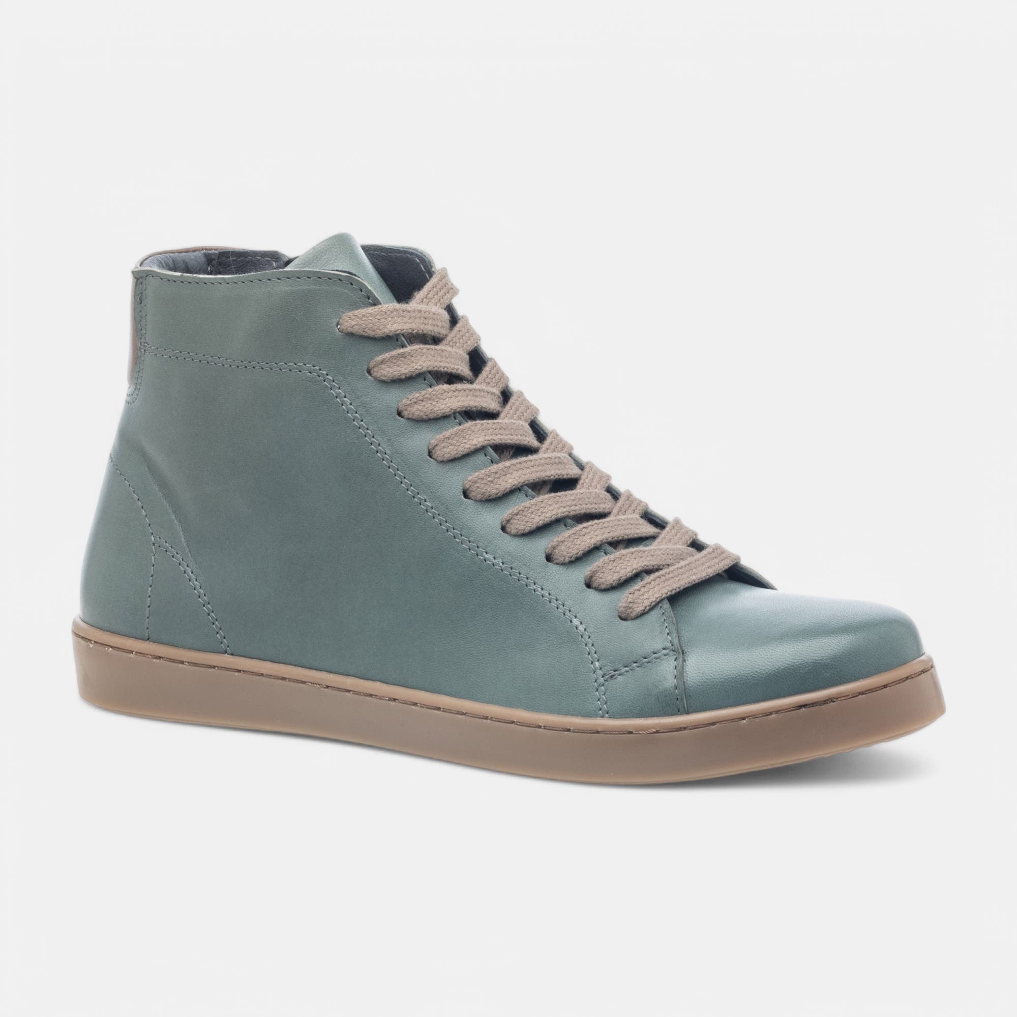 Bottines à lacets Femme en cuir vert
