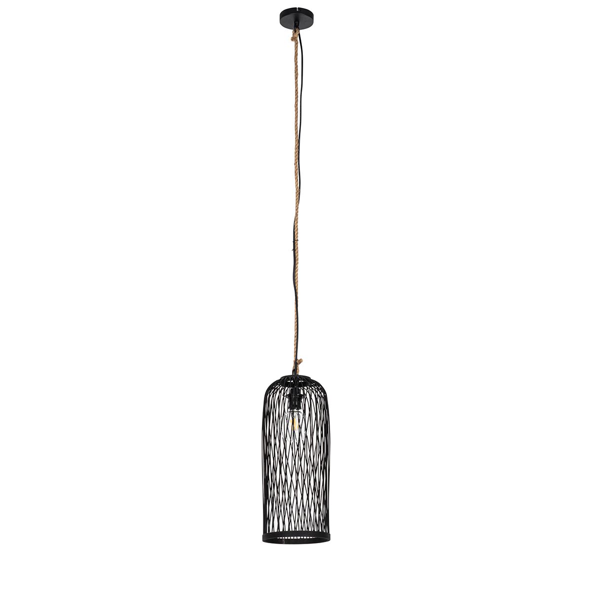 Landelijke buiten hanglamp zwart rotan 25 cm - Calamus