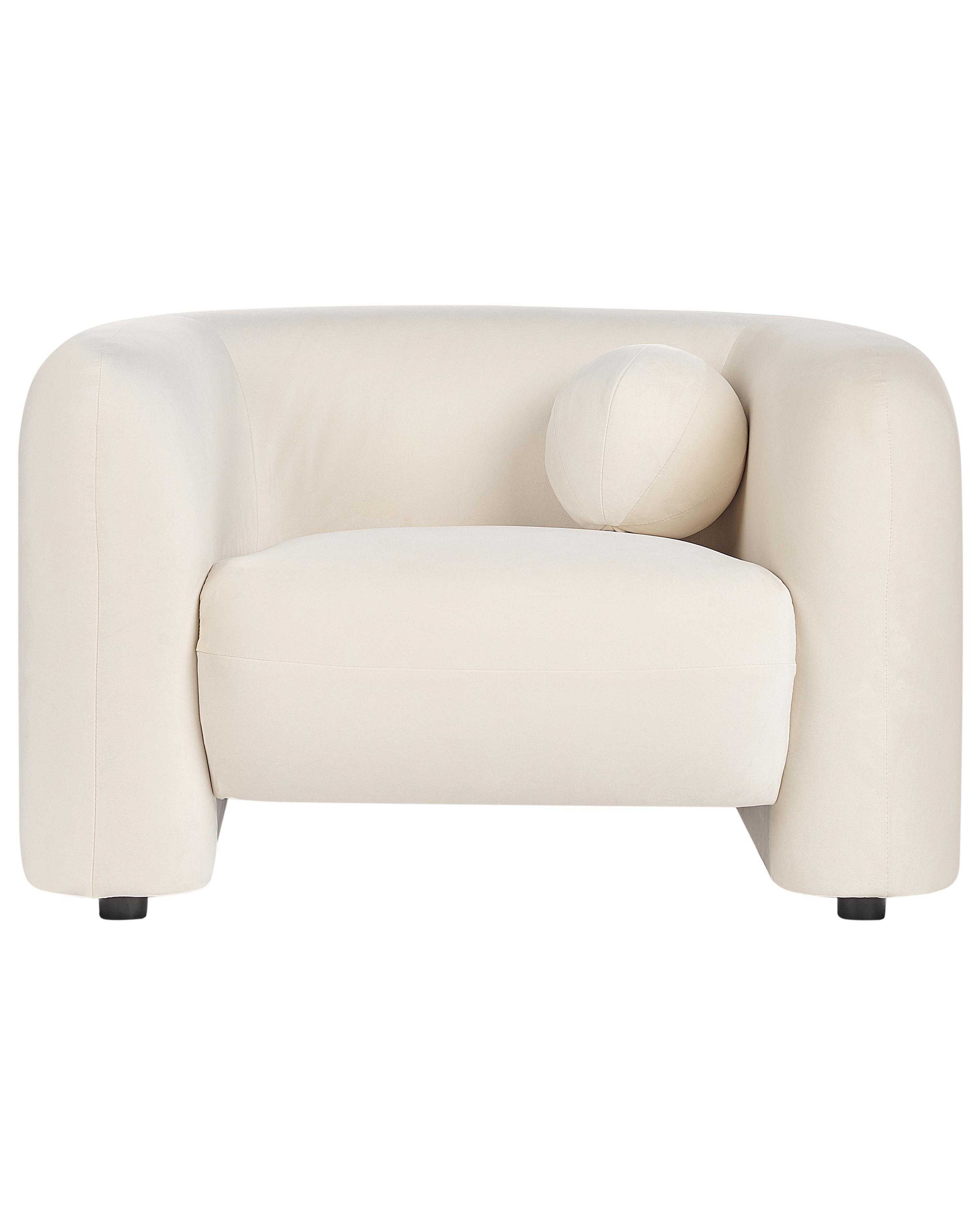Fauteuil LEIREN Fluweel Gebroken wit