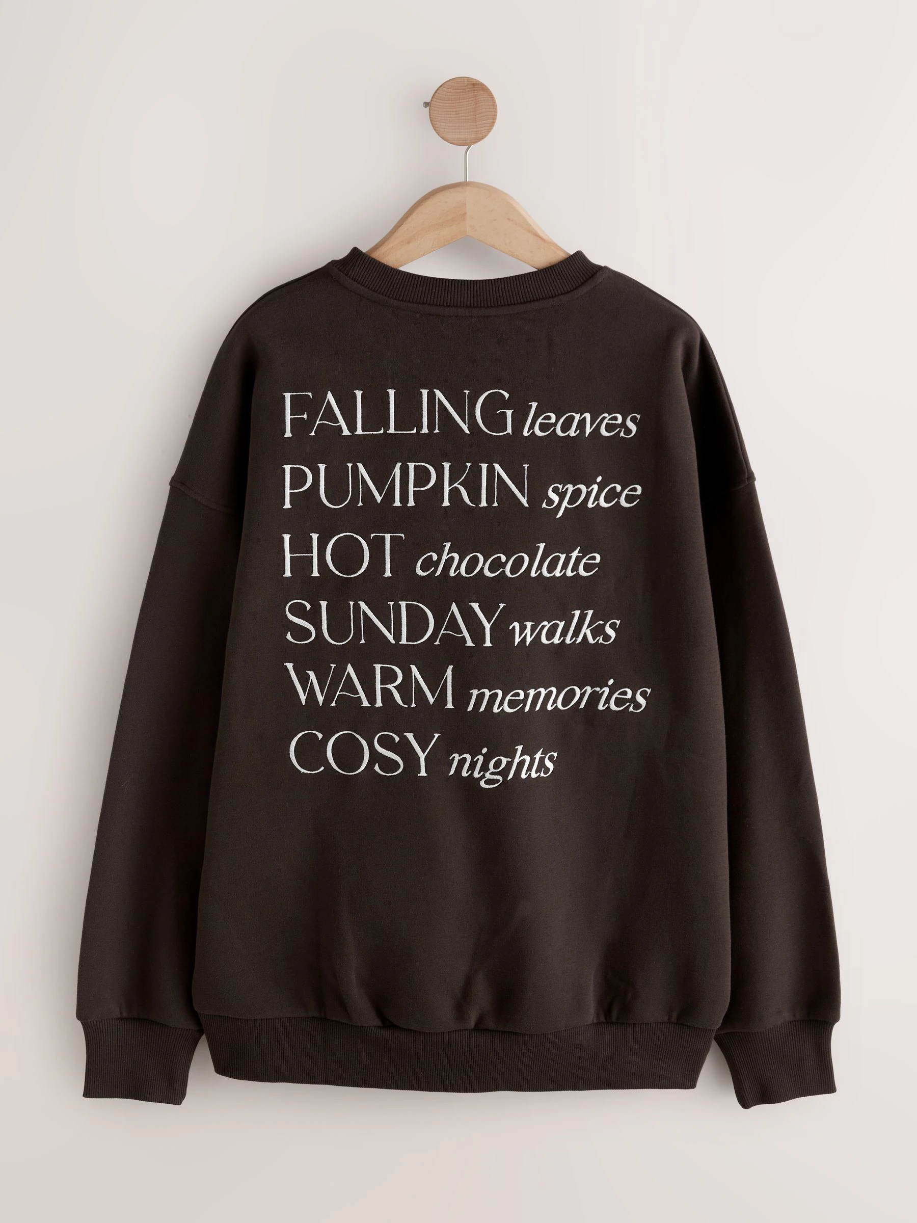 Chocoladebruin - Herfstachtige NYC Sweatshirt met Geborduurde Relaxte Pasvorm