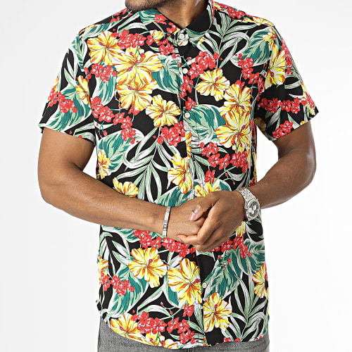 Chemise Manches Courtes Noir Floral