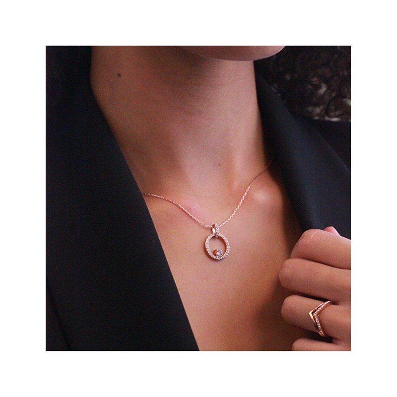 Pendentif Amory - Or Rosé et cristal