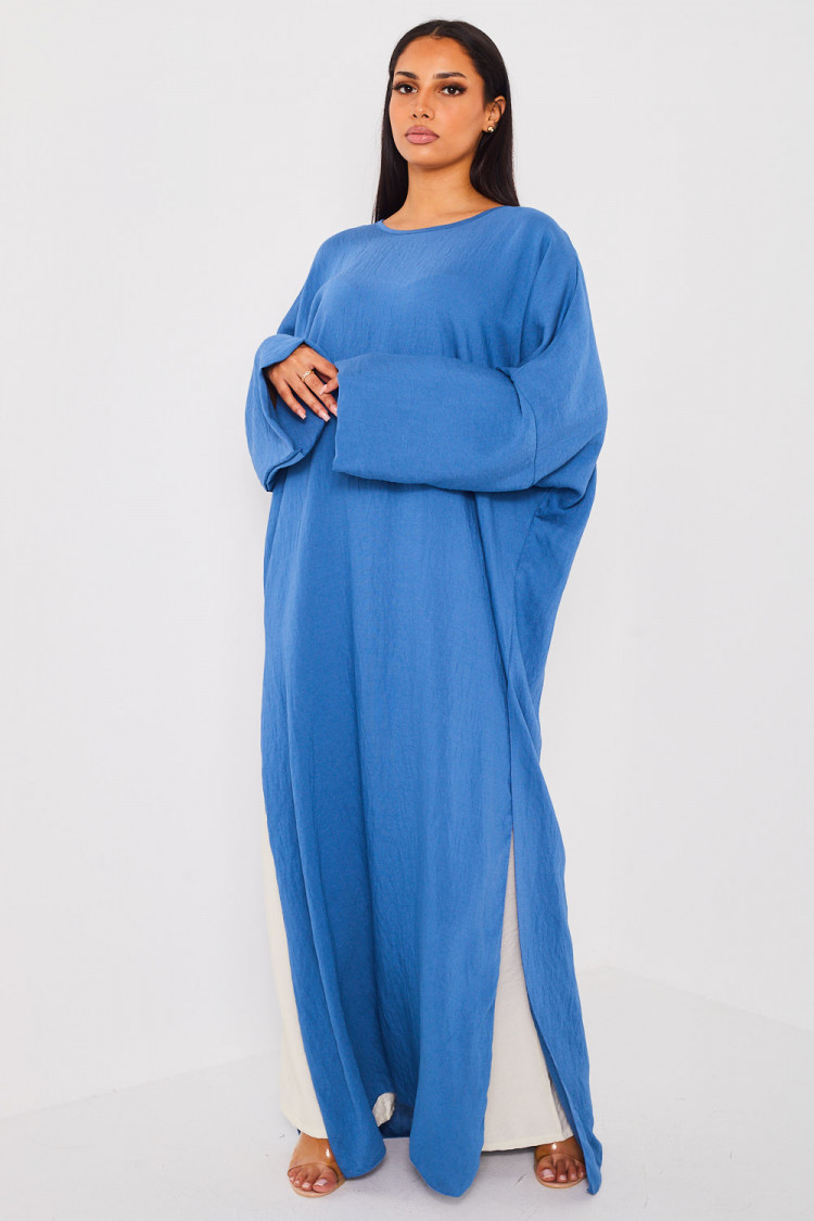 Ensemble 2 pièces robe + pantalon bleu et beige