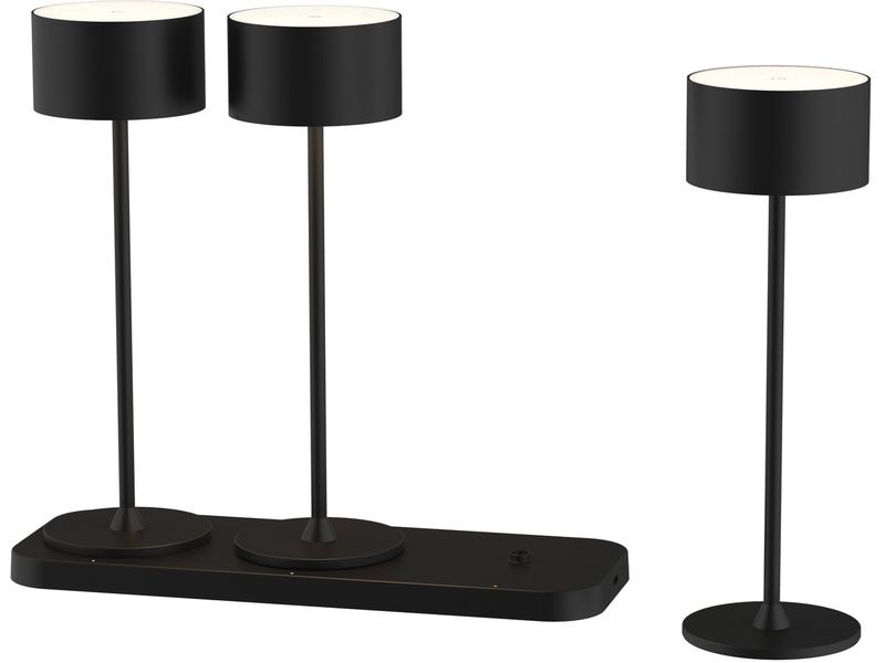 Schönenberger Akku-Tischleuchte Tavolo 3er Set, Schwarz Akku-Tischleuchte 3er-Set mit Ladestation