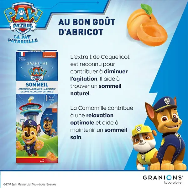 Granions Spray Sommeil Enfant Pat Patrouille - Verveine, Camomille, Coquelicot - 20ml