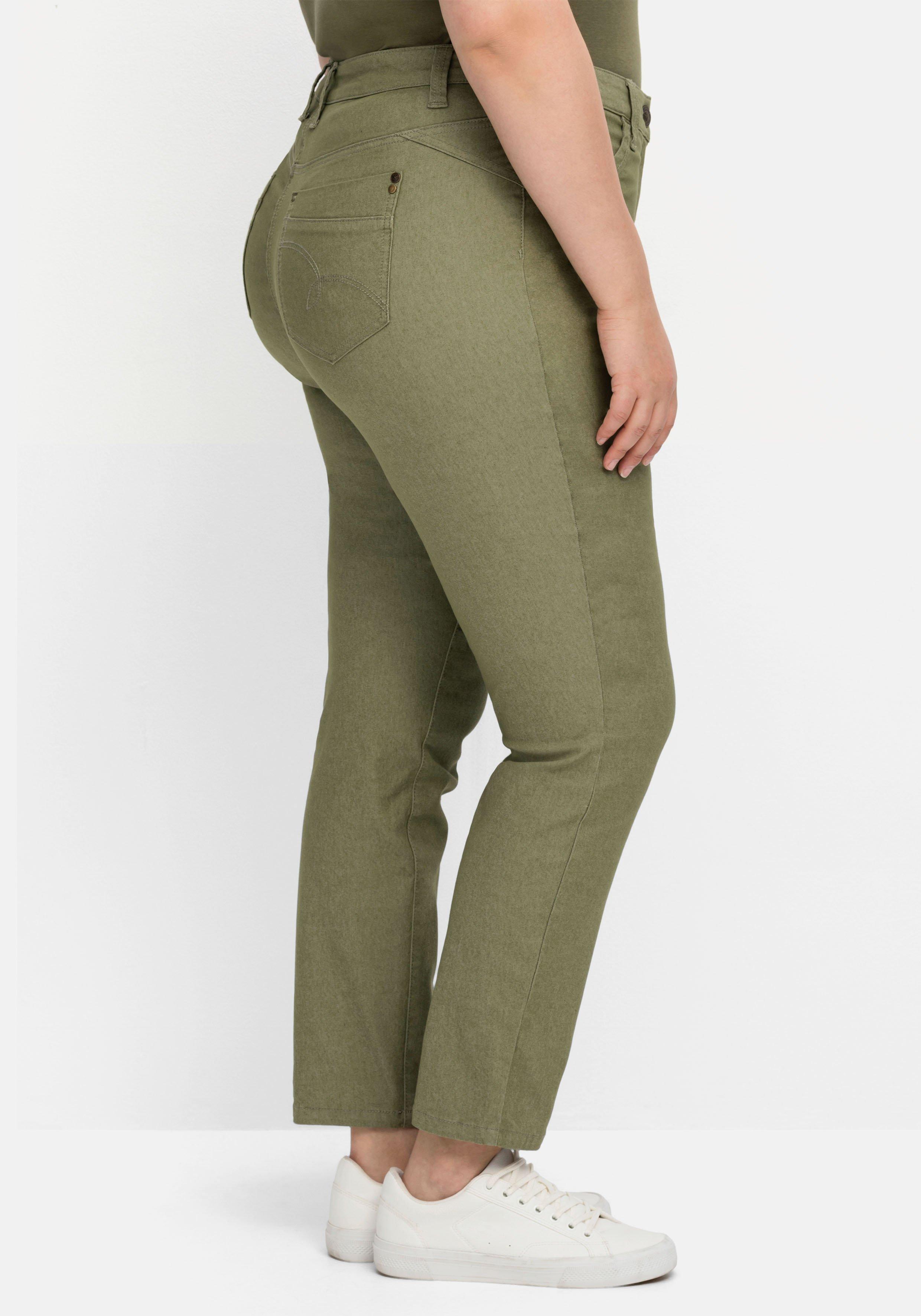 Schmale Hose im Coloured-Denim-Look