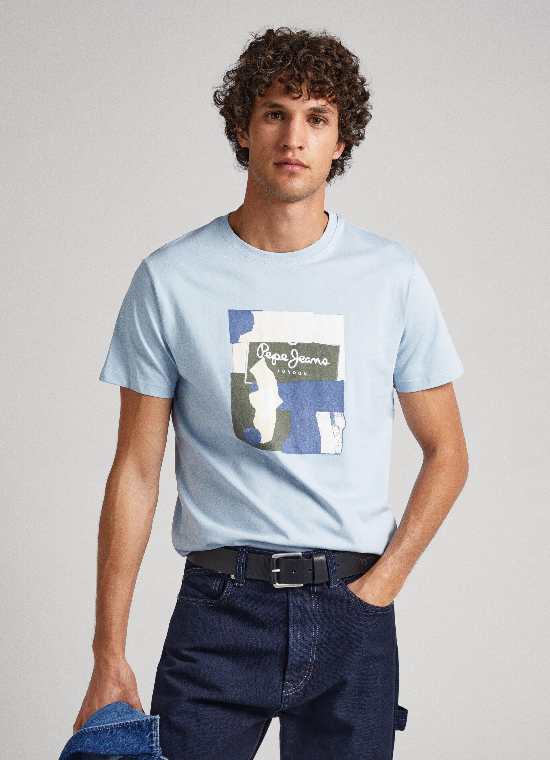 CAMISETA COM LOGOTIPO ESTAMPADO - azul chambray