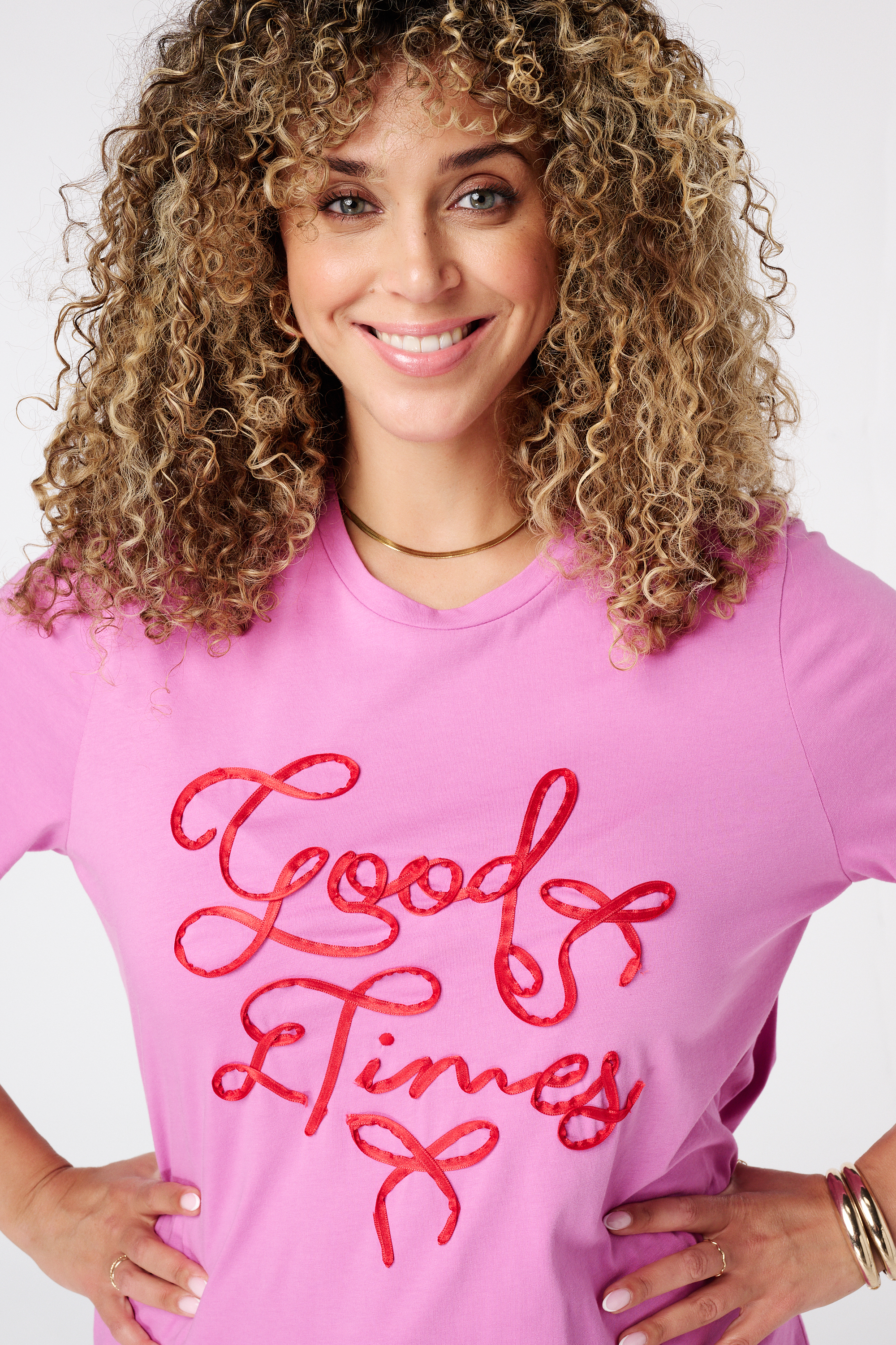 T-shirt met print Pink