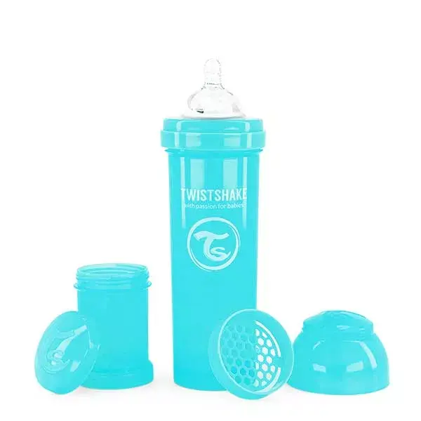 Mamadeira anticólica Twistshake para bebês, azul pastel, +4 meses, 330ml