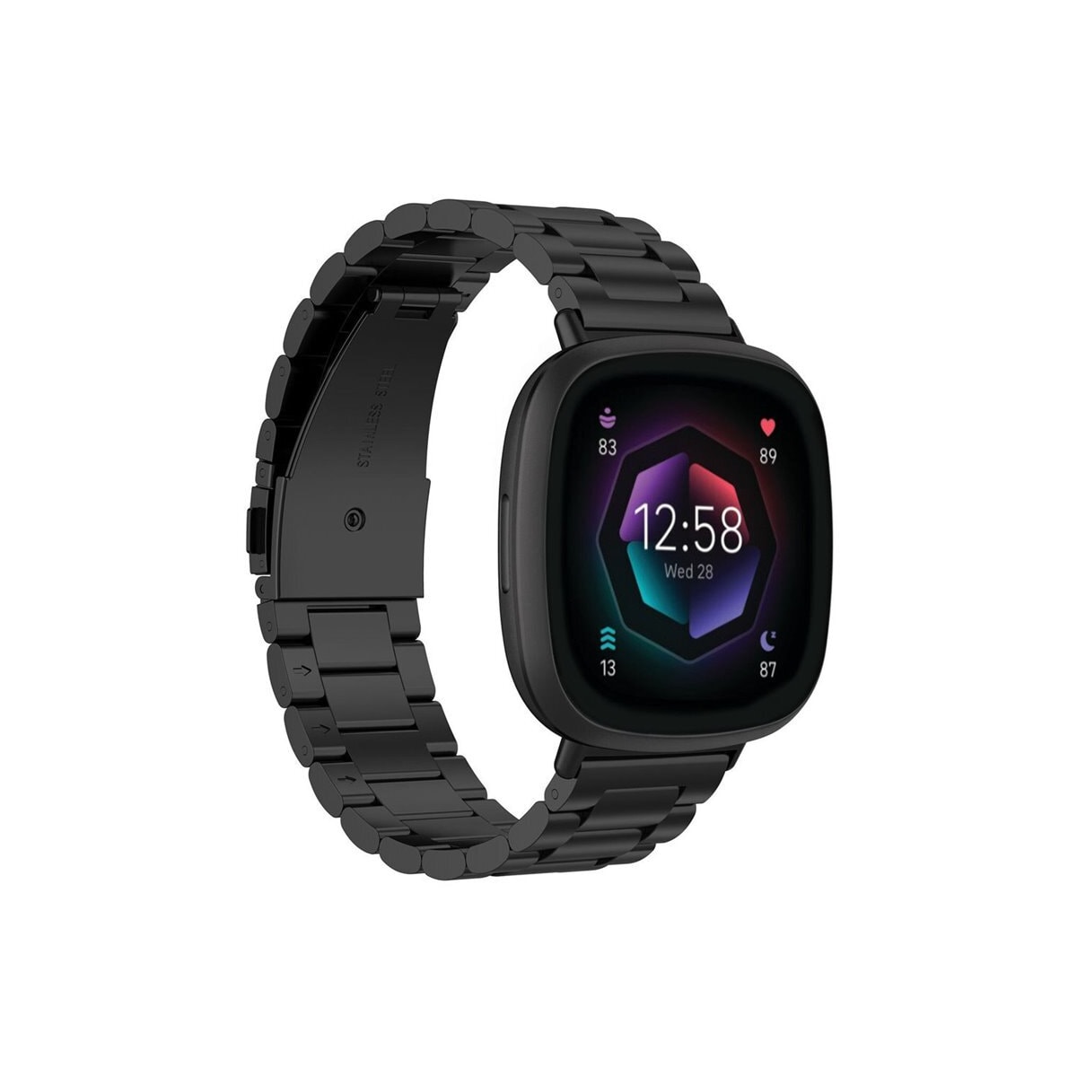 Armbånd Rustfritt stål Fitbit Sense 2 - Svart