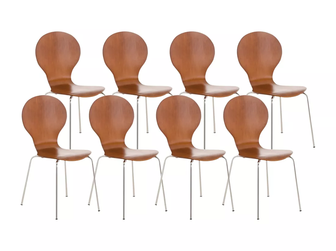 Lot de 8 Chaise de conférence - Bois - Marron - DIEGO