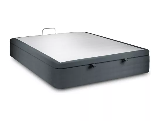 Sommier Coffre Velours Gris anthracite 140x190 H39cm