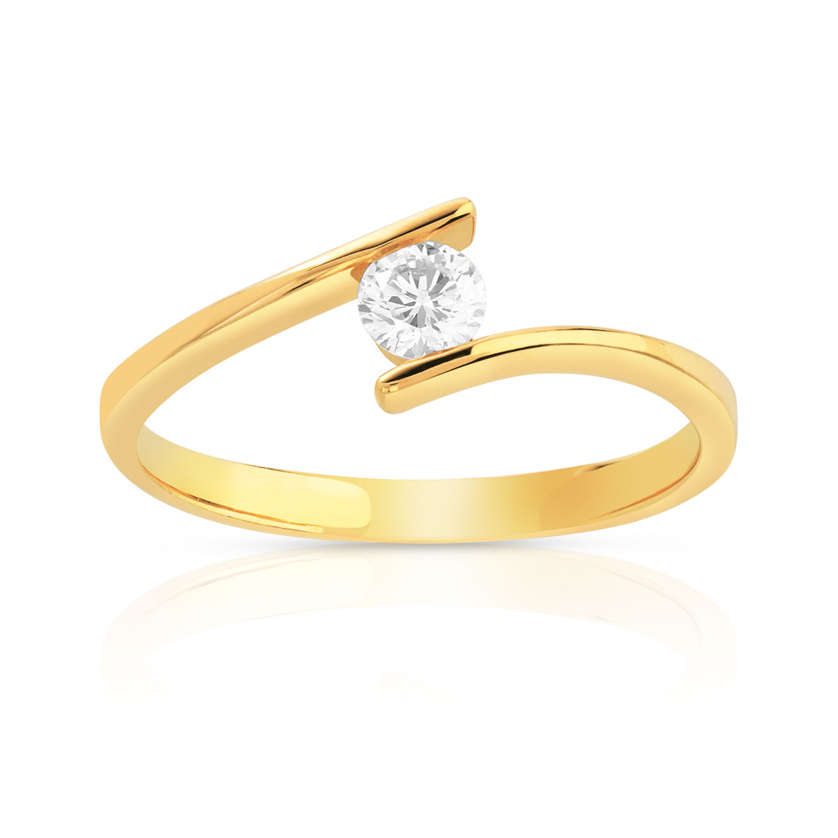 Solitaire or 750 diamant 0.20 carat H/P1