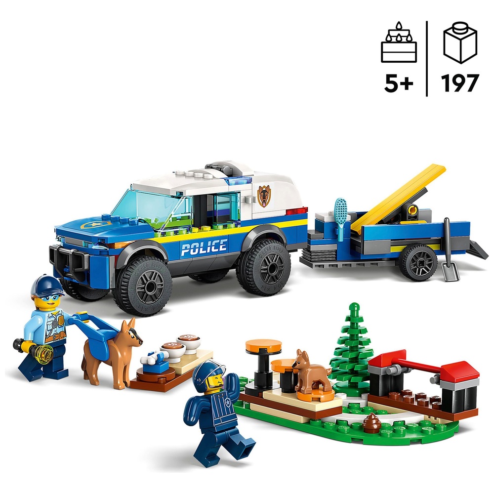 LEGO City 60369 Mobiles Polizeihunde-Trainingsset mit Spielzeugauto