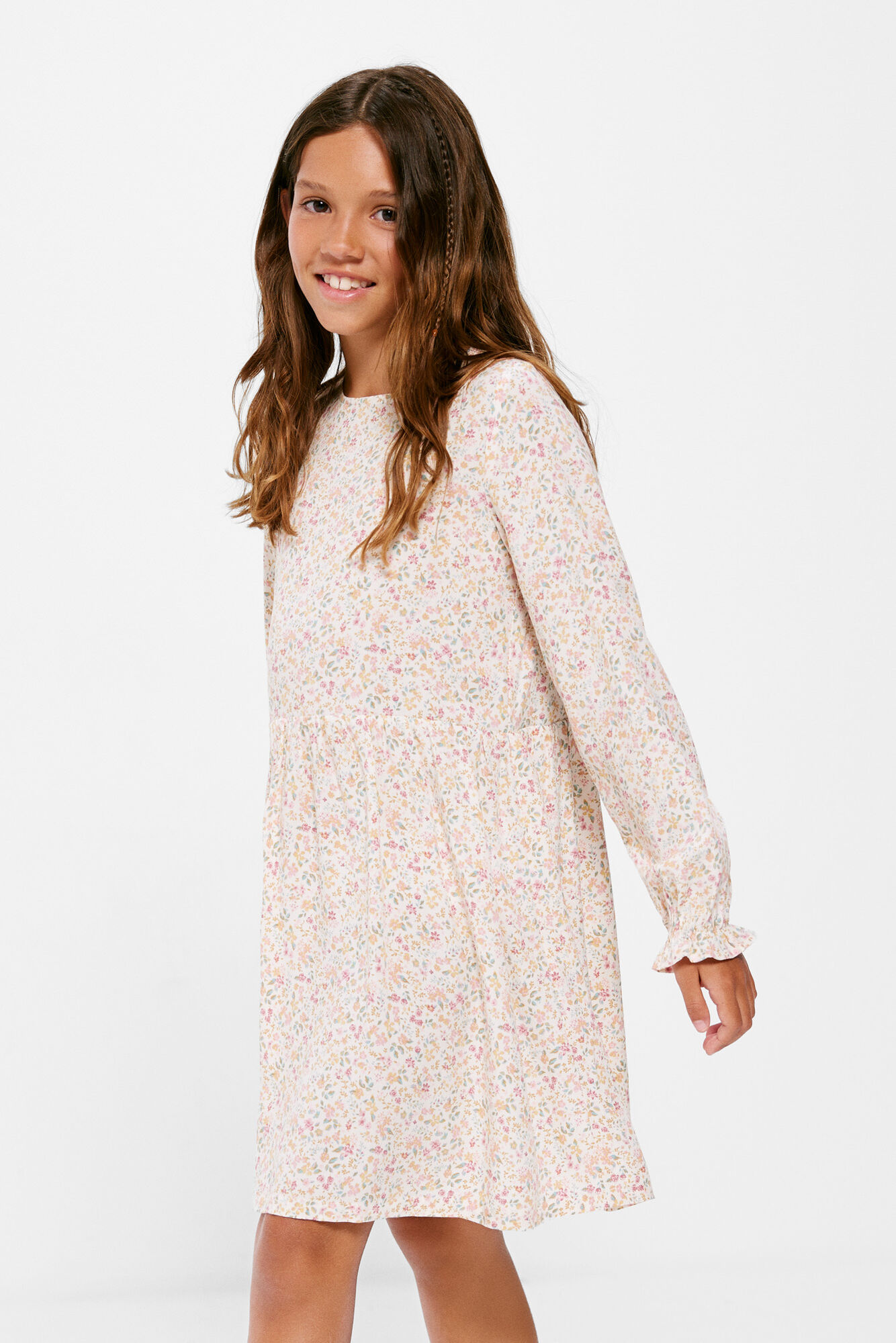 Vestido floral bege para meninas