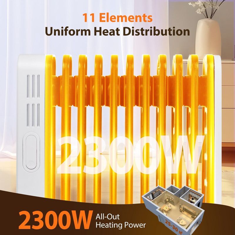 Aigostar Cozy Olieradiator - 2300W - Wit/Zwart - Afstandsbediening