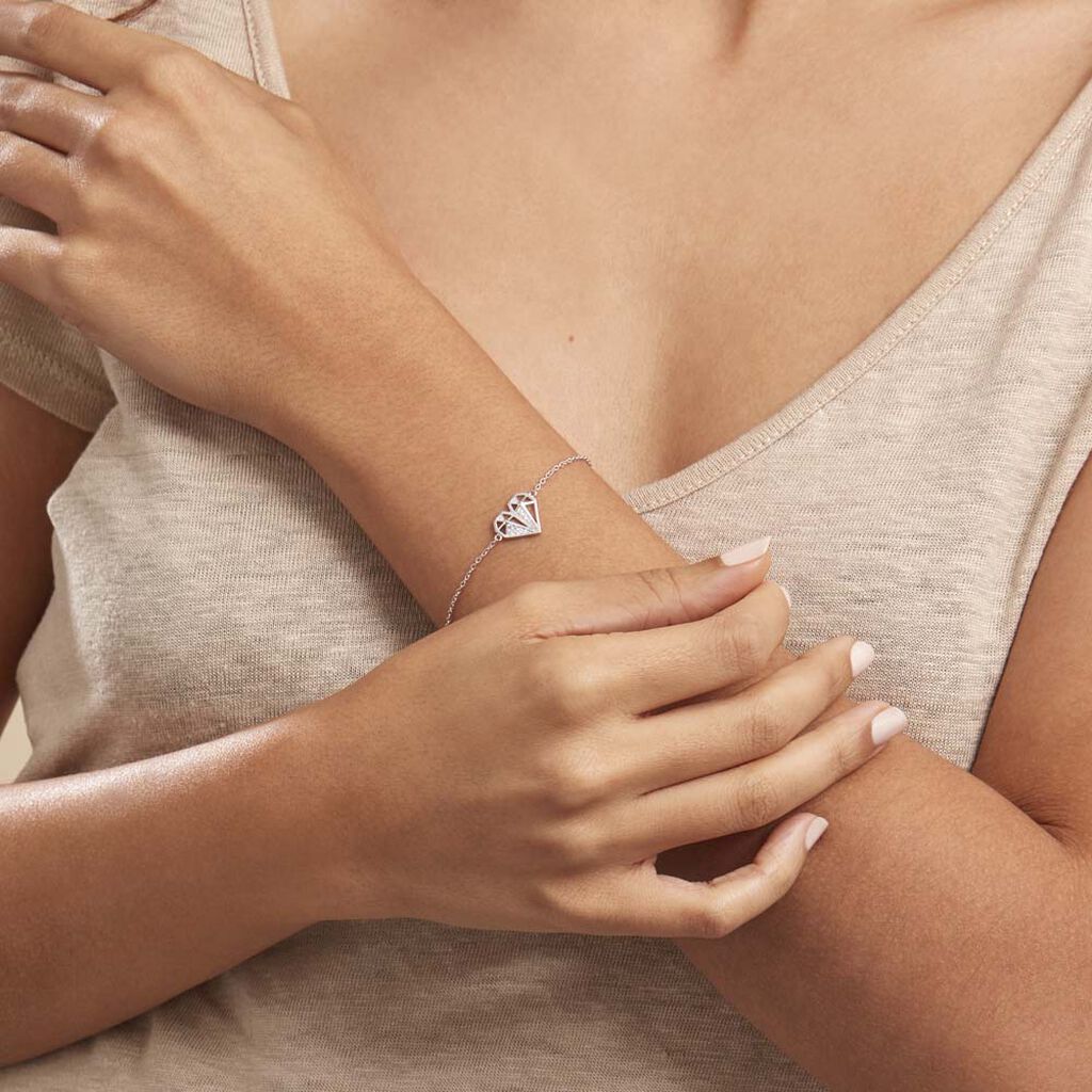 Bracelet Origami Argent Blanc Oxyde De Zirconium