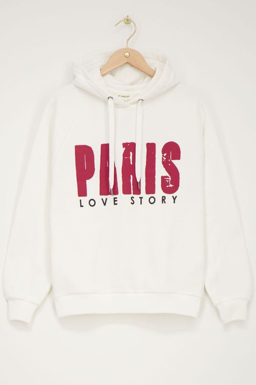 Witte hoodie Paris love story