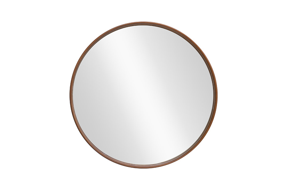 Runder Wandspiegel PORTRAIT 70cm braun in Walnussholz-Design
