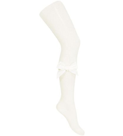 Condor Strumpfhosen m. Velours Schleife - Off White