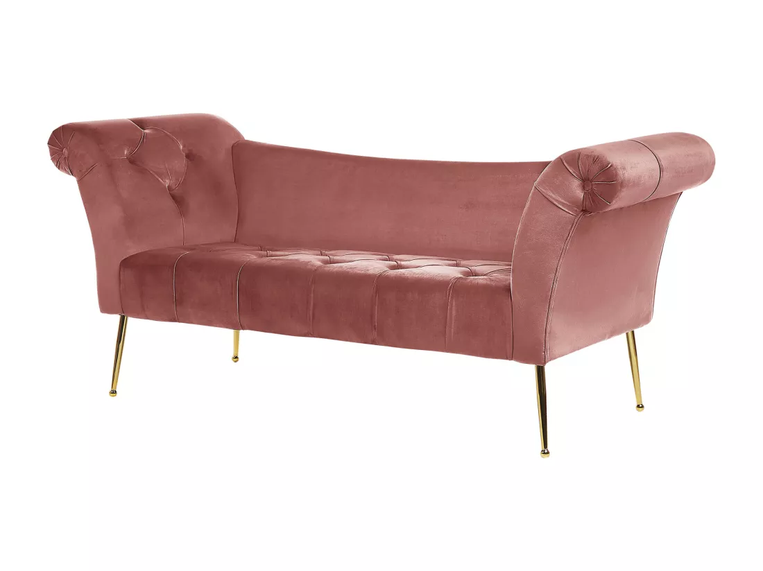 Chaise longue en velours rose NANTILLY