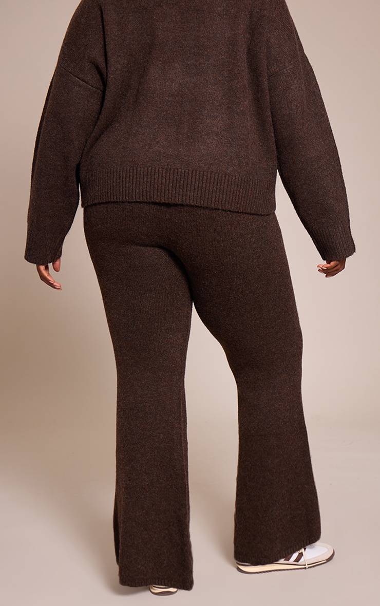 Chocolat Pantalon Large En Maille Grande Taille