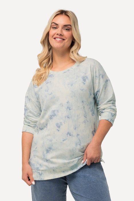 Sweatshirt, Batikdruck, Oversized, Rundhals, Langarm