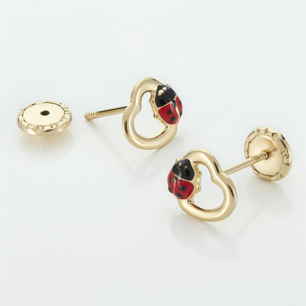 Boucles D'oreilles Puces Or Jaune Syringa Smalto
