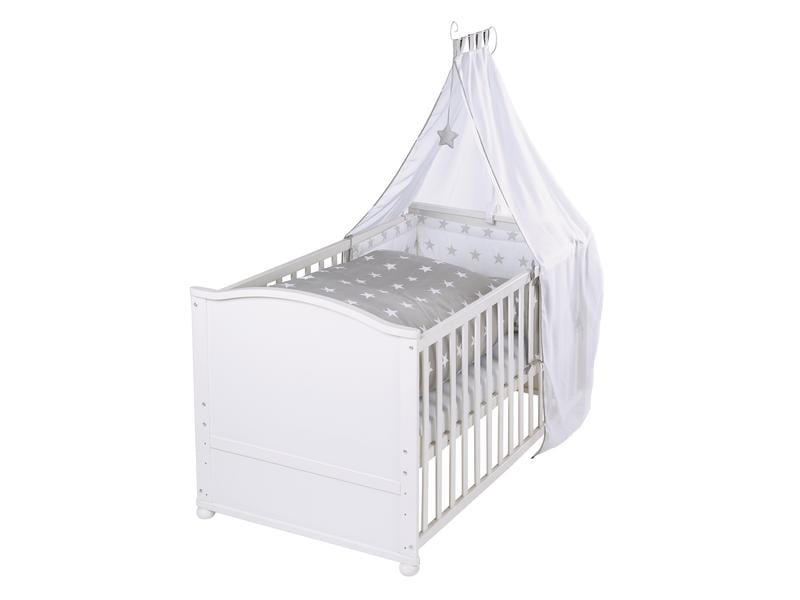 roba Babybett Komplett-Set Little Stars 70 x 140 cm Komplettbettsett umbaubar inkl. Bettwäsche, Himmel, Nest und Matratze