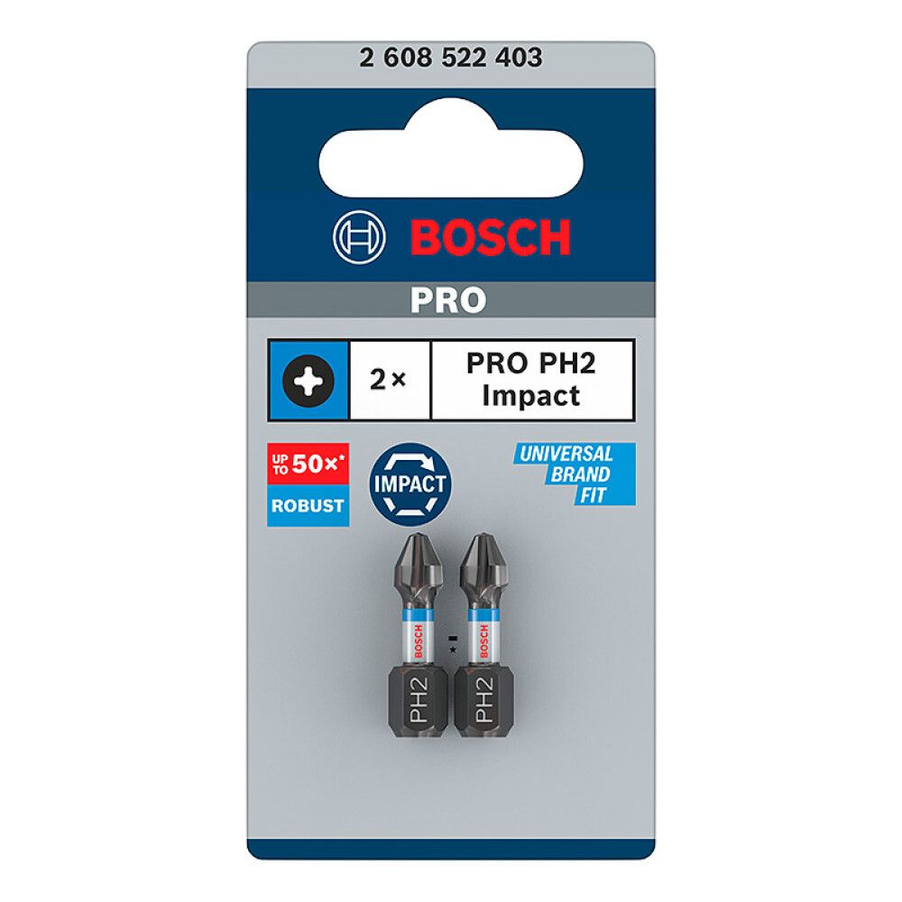 BITS BOSCH IMPACT PH2 25MM 2STK