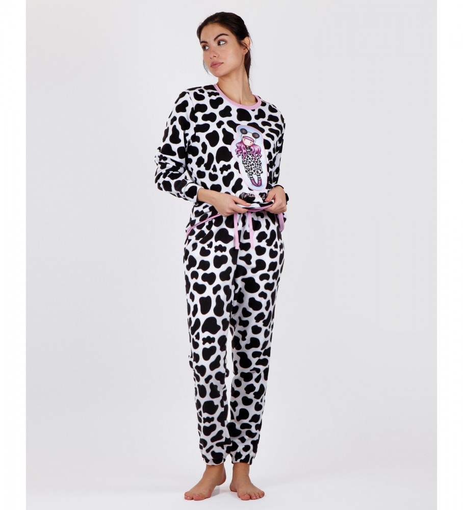 Admas Pijama Northern Lights animal print blanco, negro