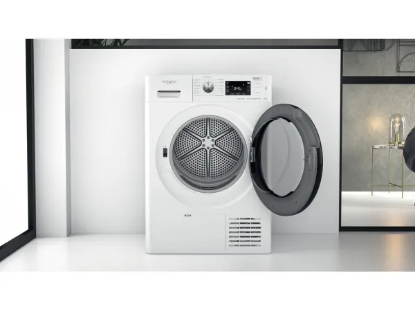 Whirlpool FFT M22 9X2B PL, Fritstående, Front-læsning, Kondensering, Sort, Hvid, Knapper, Dreje, Berøring, Højre