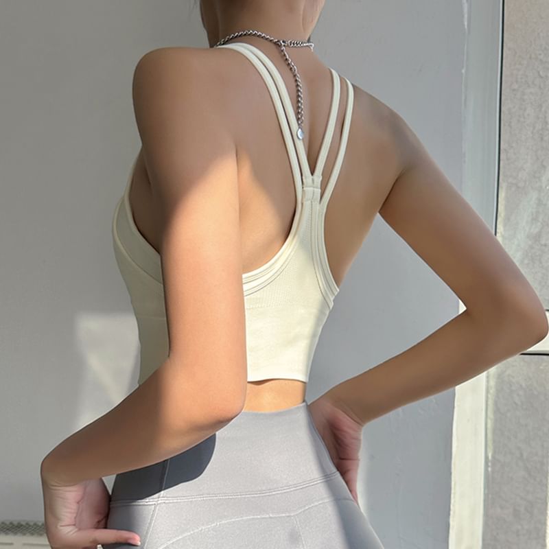 Claduodoe - Mock Two-Piece Plain Sports Bra