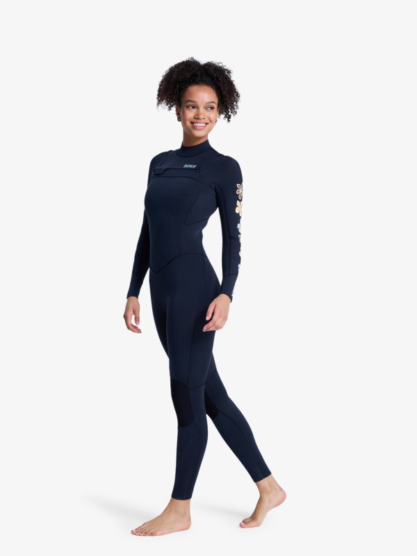 3/2 Swell Natural Combinaison de surf zip poitrine Noir Femme