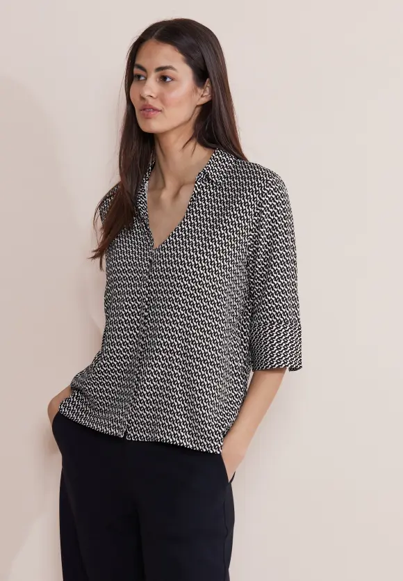Print Viskosebluse - Black