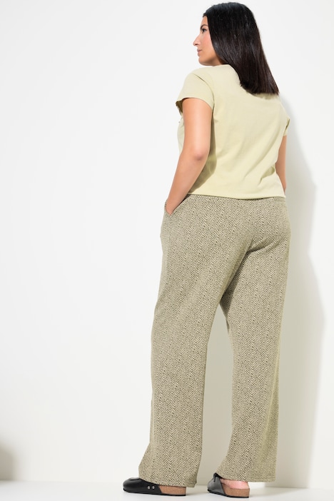 Hose, Wide Legs, Fischgrat, Elastikbund