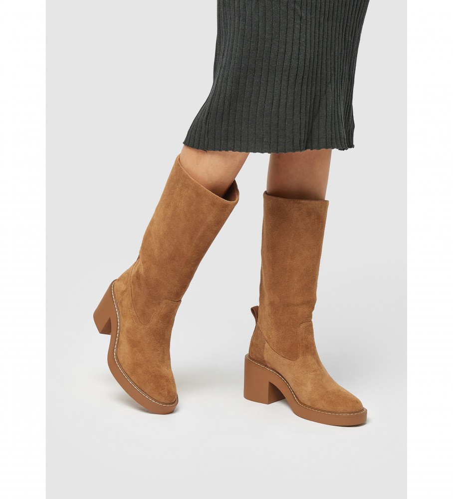 Botas de couro marrom Nicole da Pepe Jeans