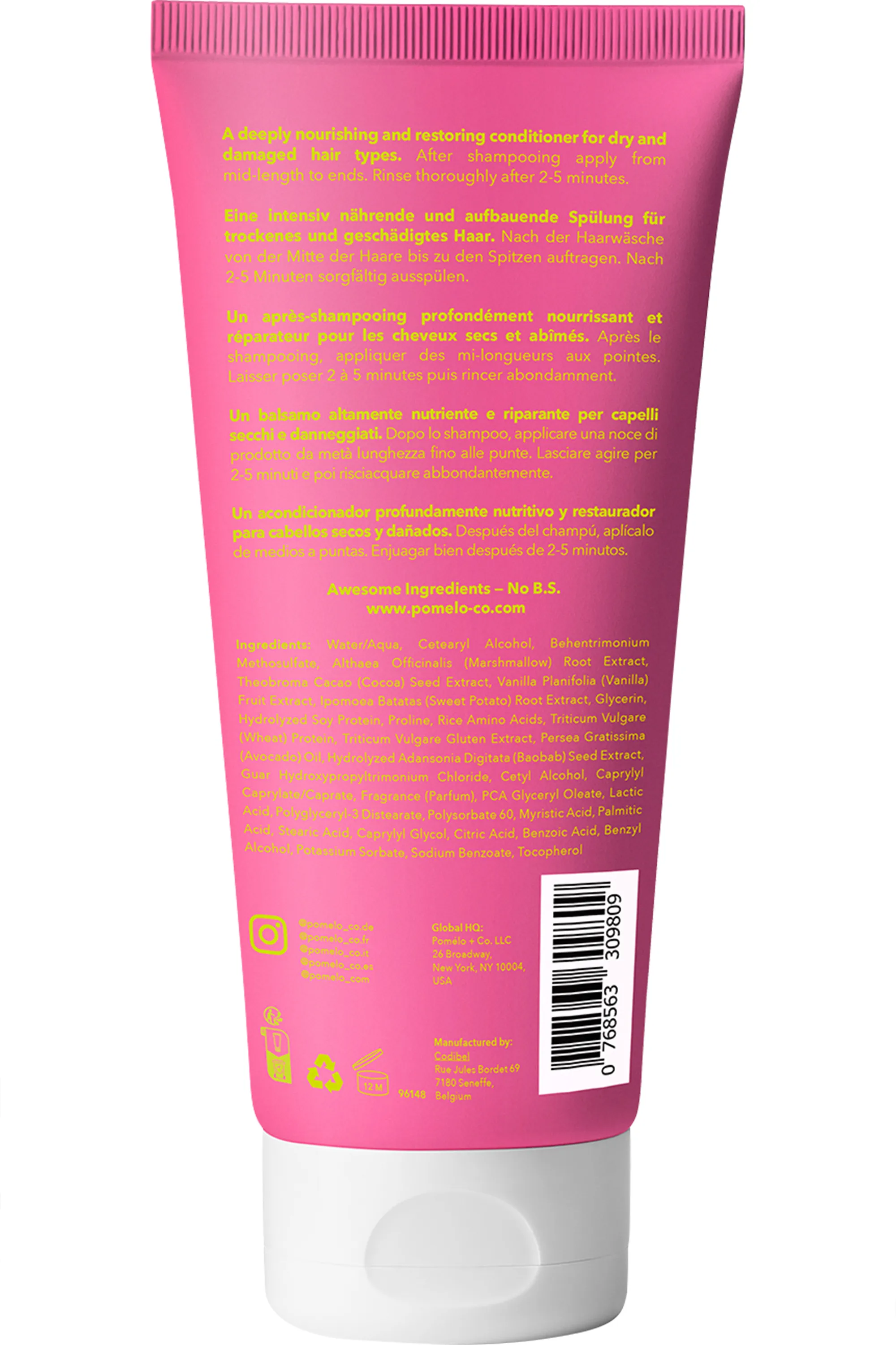 Pomélo+Co Après-shampoing nourrissant pour cheveux secs Vanilla Cream-200 ml